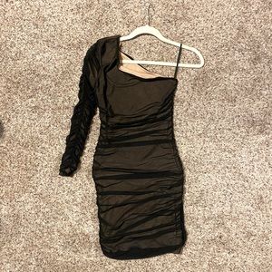 Womens One Shoulder Ruched Dress